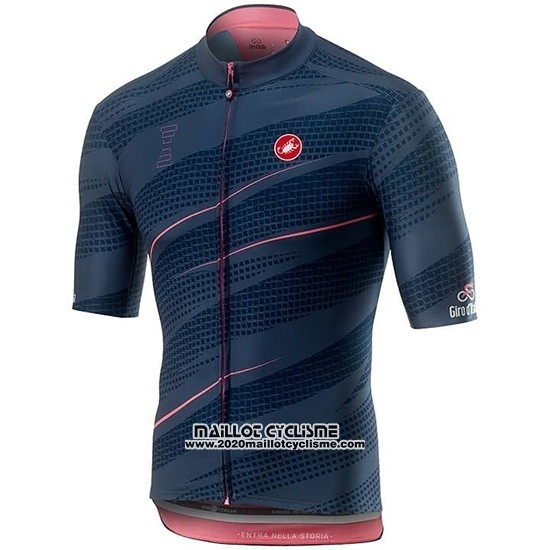 2019 Maillot Ciclismo Giro D'italie Fonce Bleu Manches Courtes et Cuissard